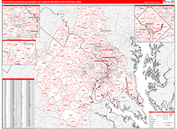 Washington-Arlington-Alexandria Metro Area Wall Map Red Line Style 2026